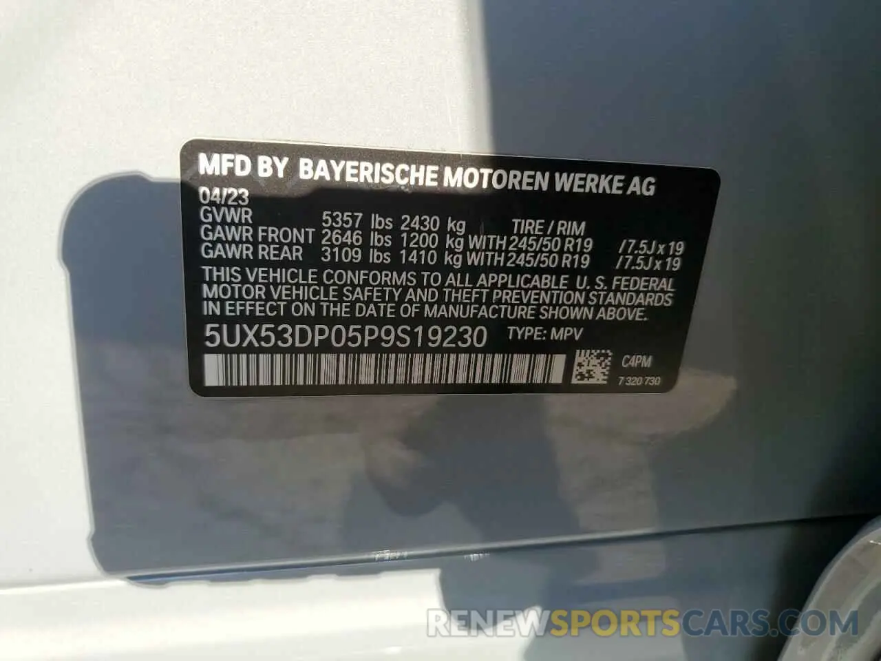 13 fotografías del automóvil dañado 5UX53DP05P9S19230 BMW X3 2023