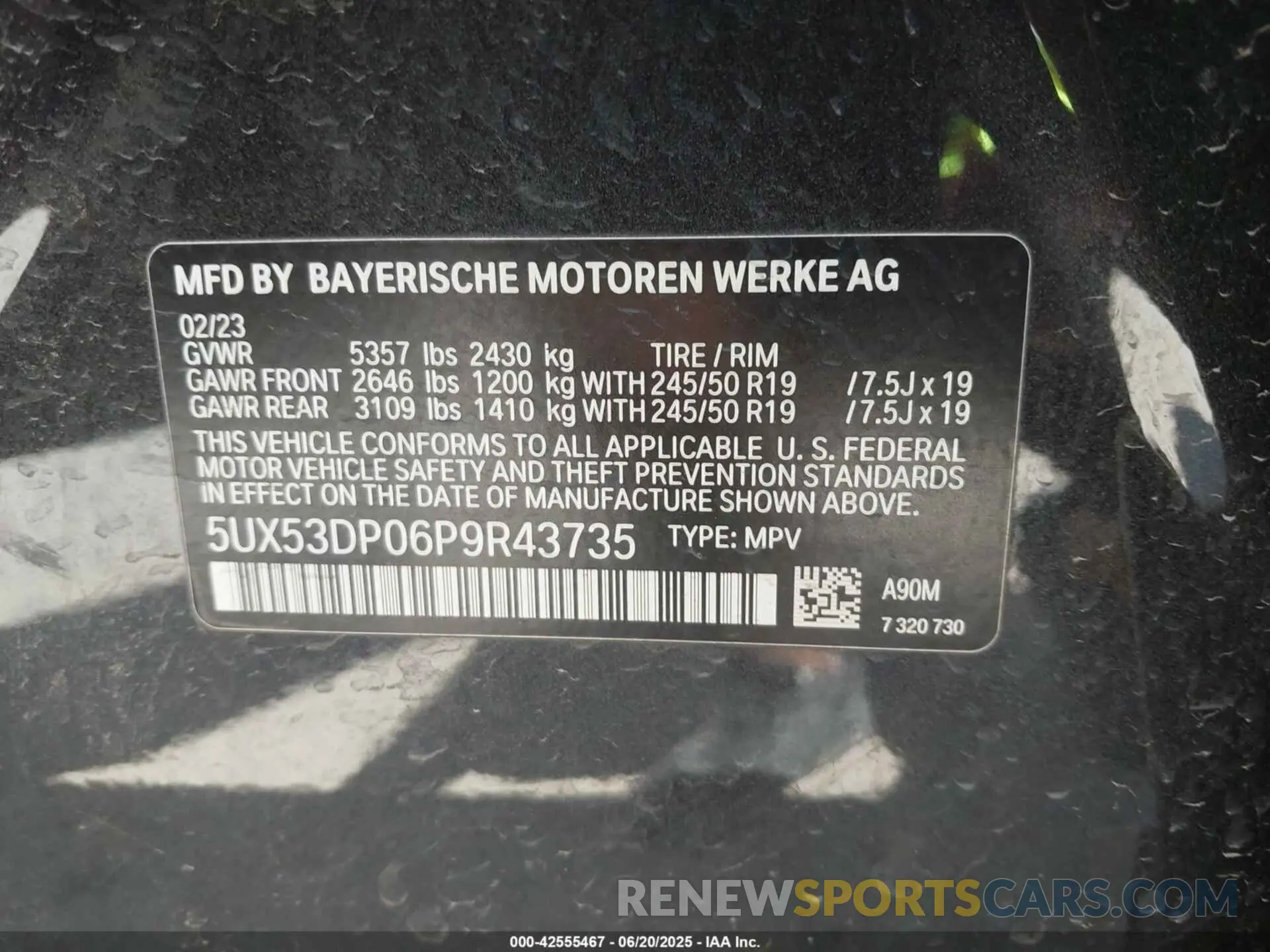 9 fotografías del automóvil dañado 5UX53DP06P9R43735 BMW X3 2023
