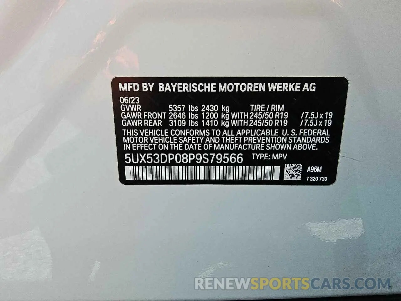 13 fotografías del automóvil dañado 5UX53DP08P9S79566 BMW X3 2023