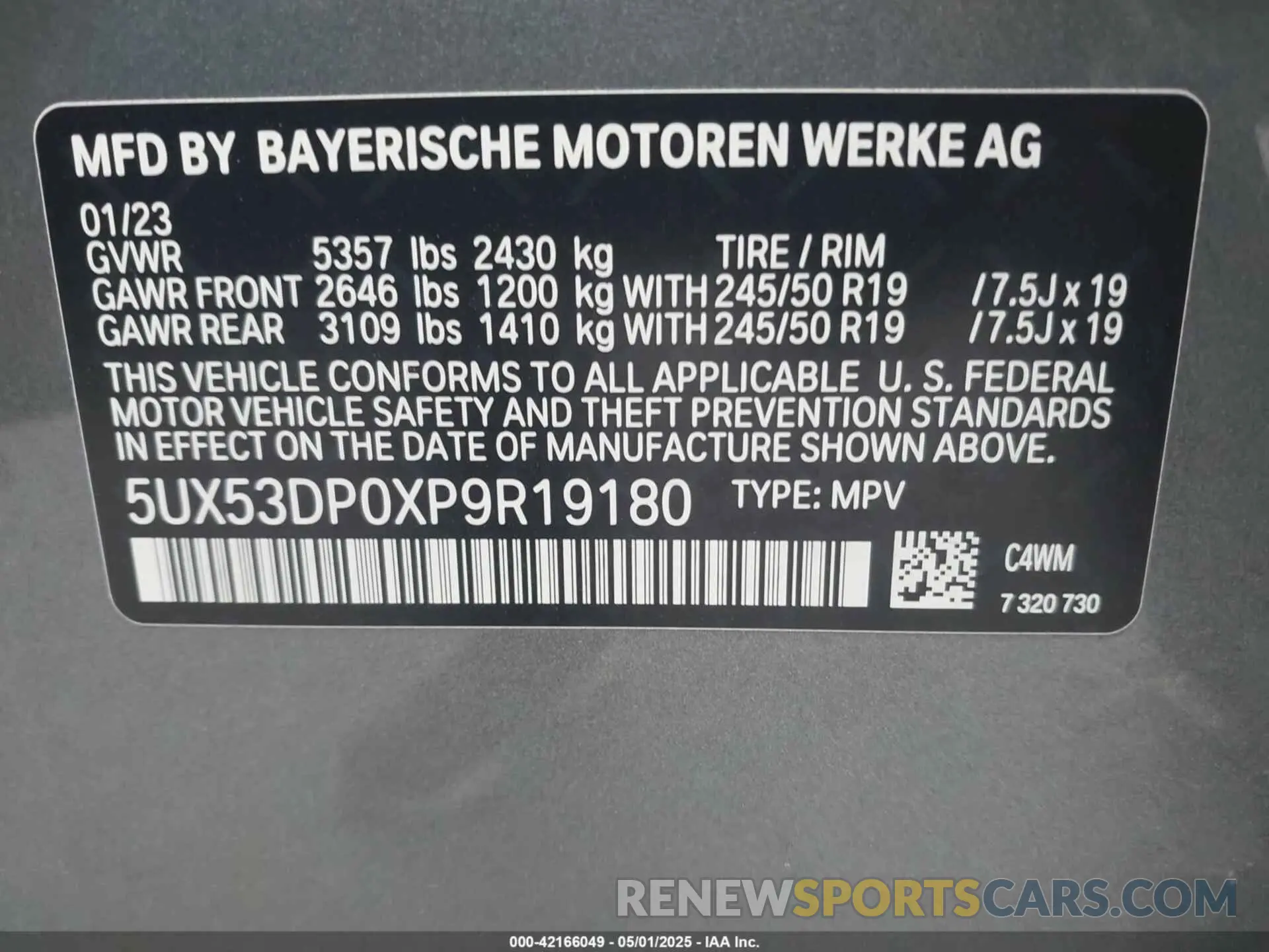 9 fotografías del automóvil dañado 5UX53DP0XP9R19180 BMW X3 2023
