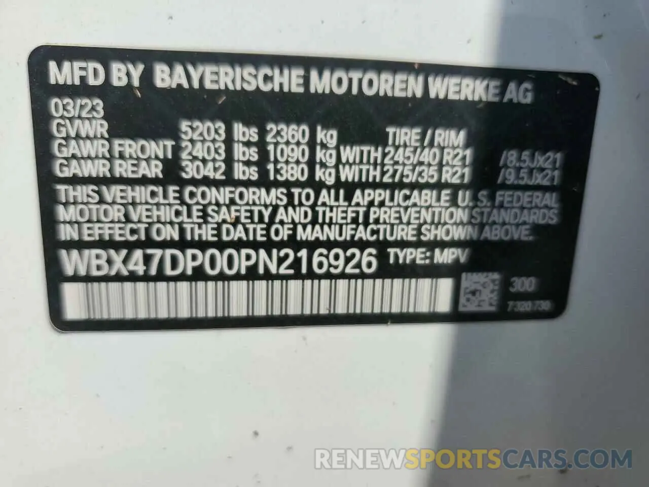13 fotografías del automóvil dañado WBX47DP00PN216926 BMW X3 2023