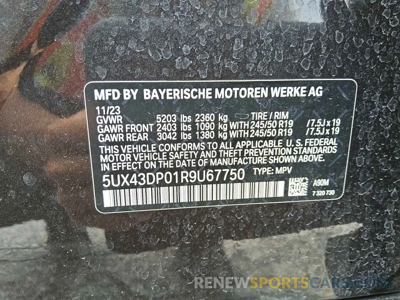 12 fotografías del automóvil dañado 5UX43DP01R9U67750 BMW X3 2024