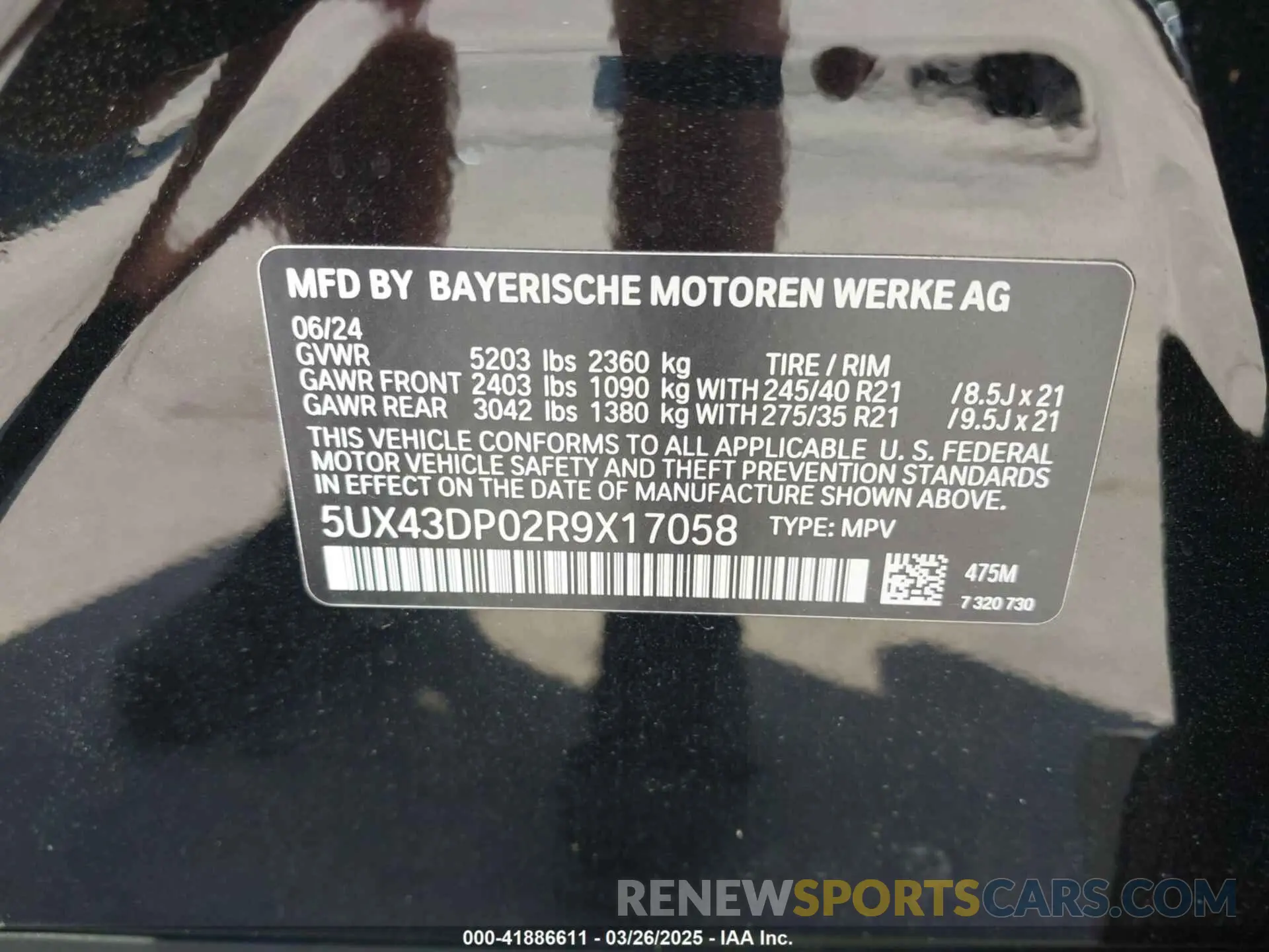 9 fotografías del automóvil dañado 5UX43DP02R9X17058 BMW X3 2024