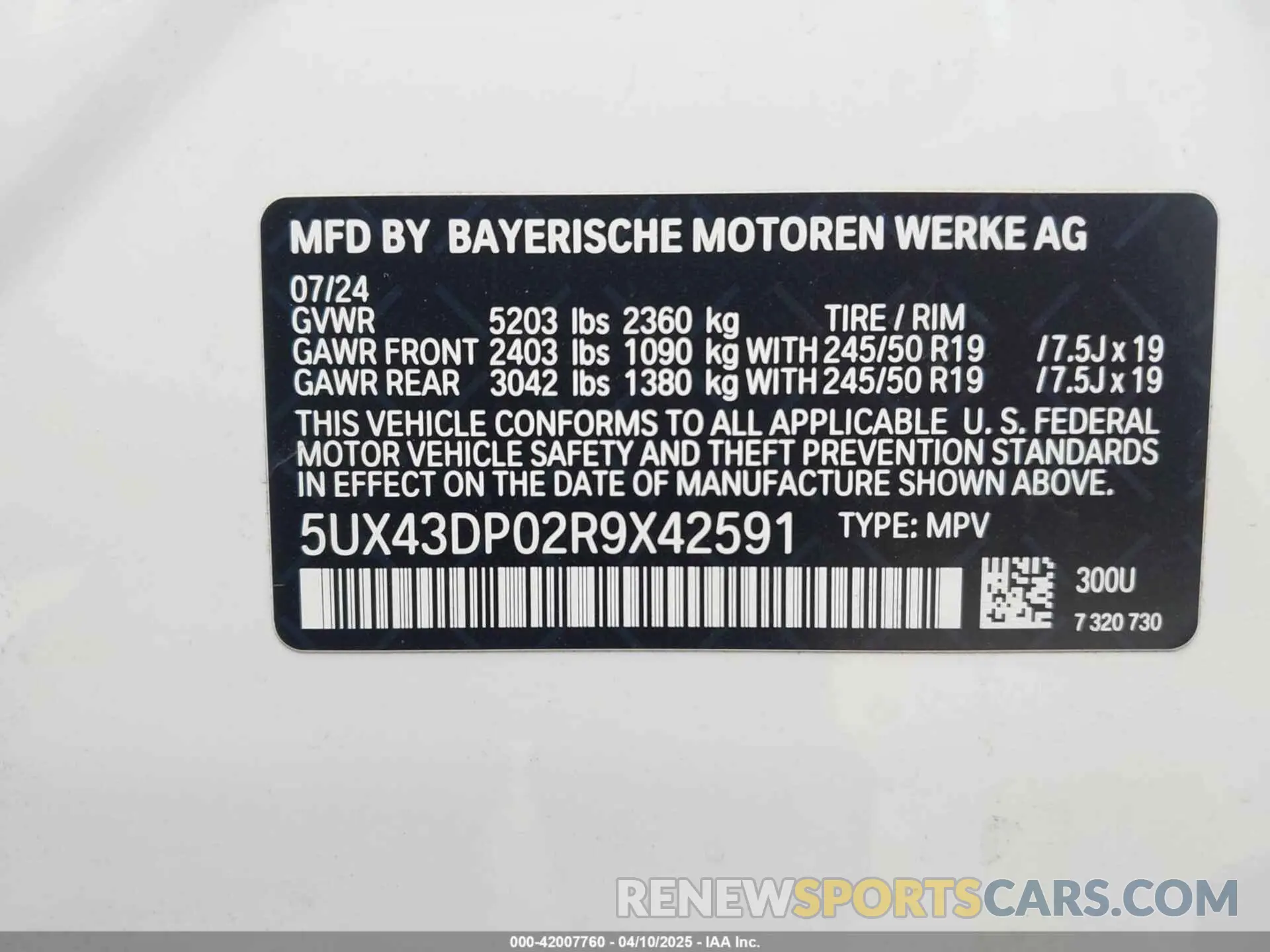 9 fotografías del automóvil dañado 5UX43DP02R9X42591 BMW X3 2024
