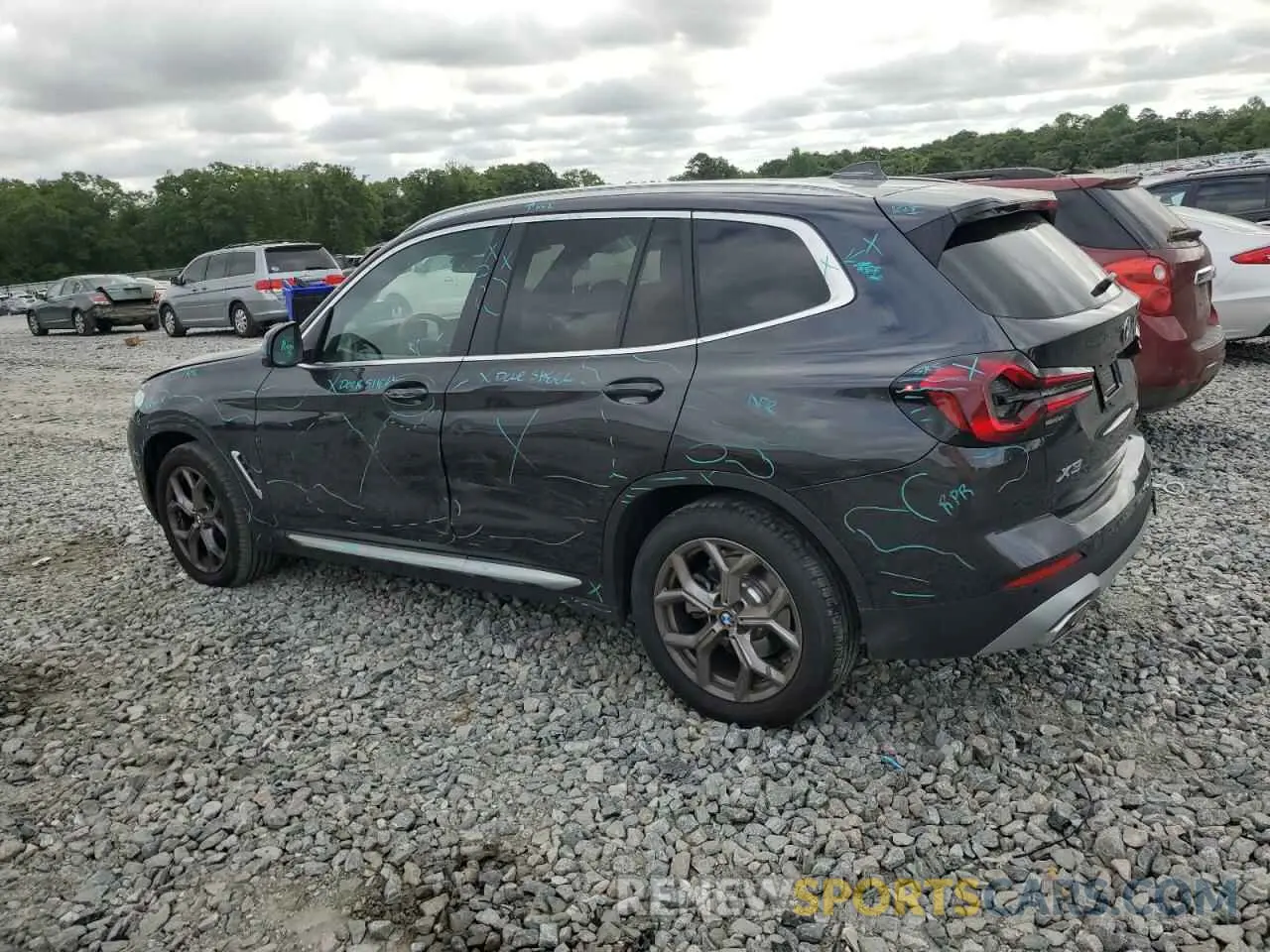 2 fotografías del automóvil dañado 5UX43DP04R9X08040 BMW X3 2024