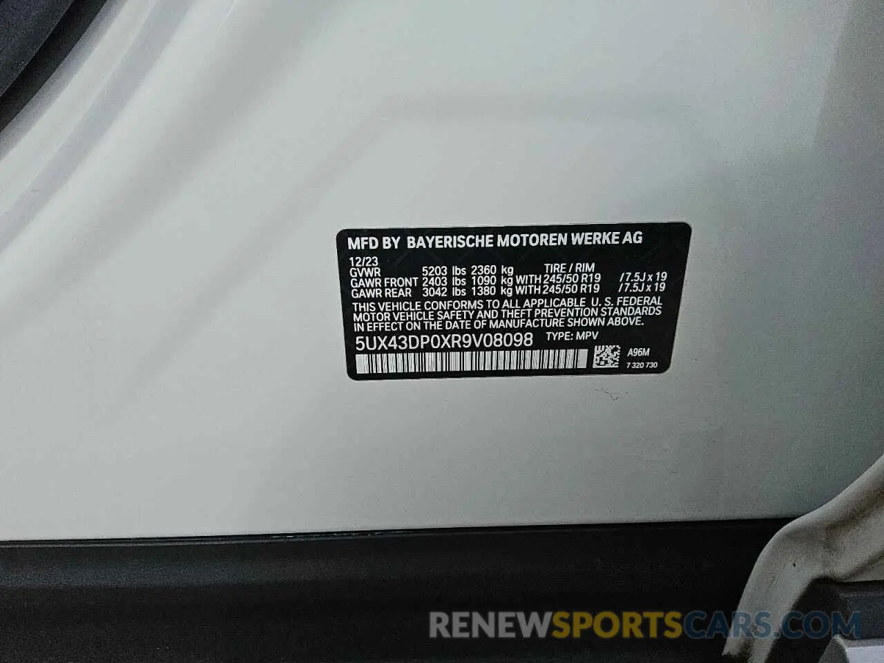 12 fotografías del automóvil dañado 5UX43DP0XR9V08098 BMW X3 2024