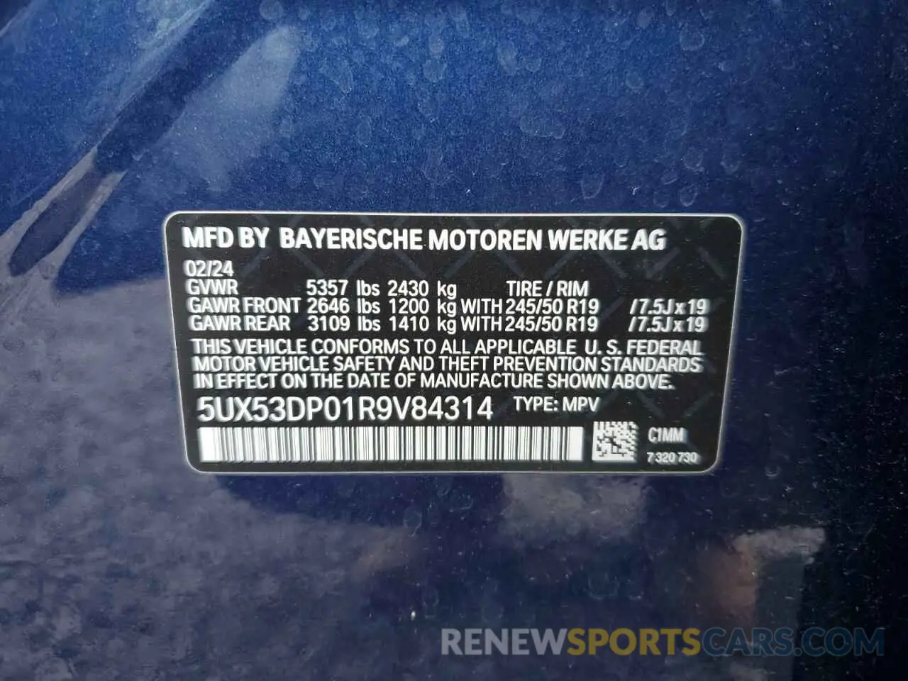 13 fotografías del automóvil dañado 5UX53DP01R9V84314 BMW X3 2024