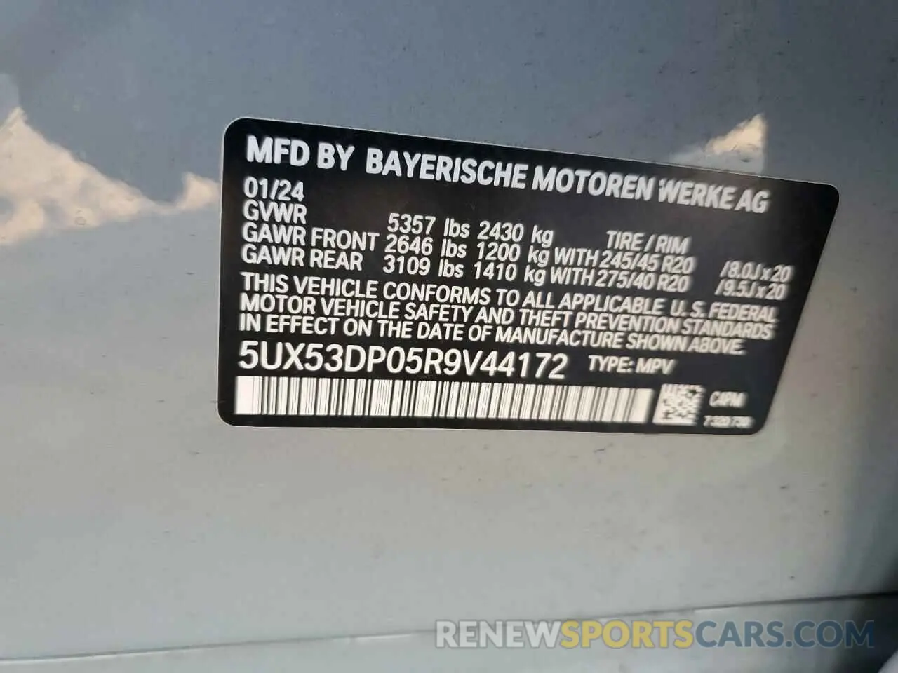 13 fotografías del automóvil dañado 5UX53DP05R9V44172 BMW X3 2024