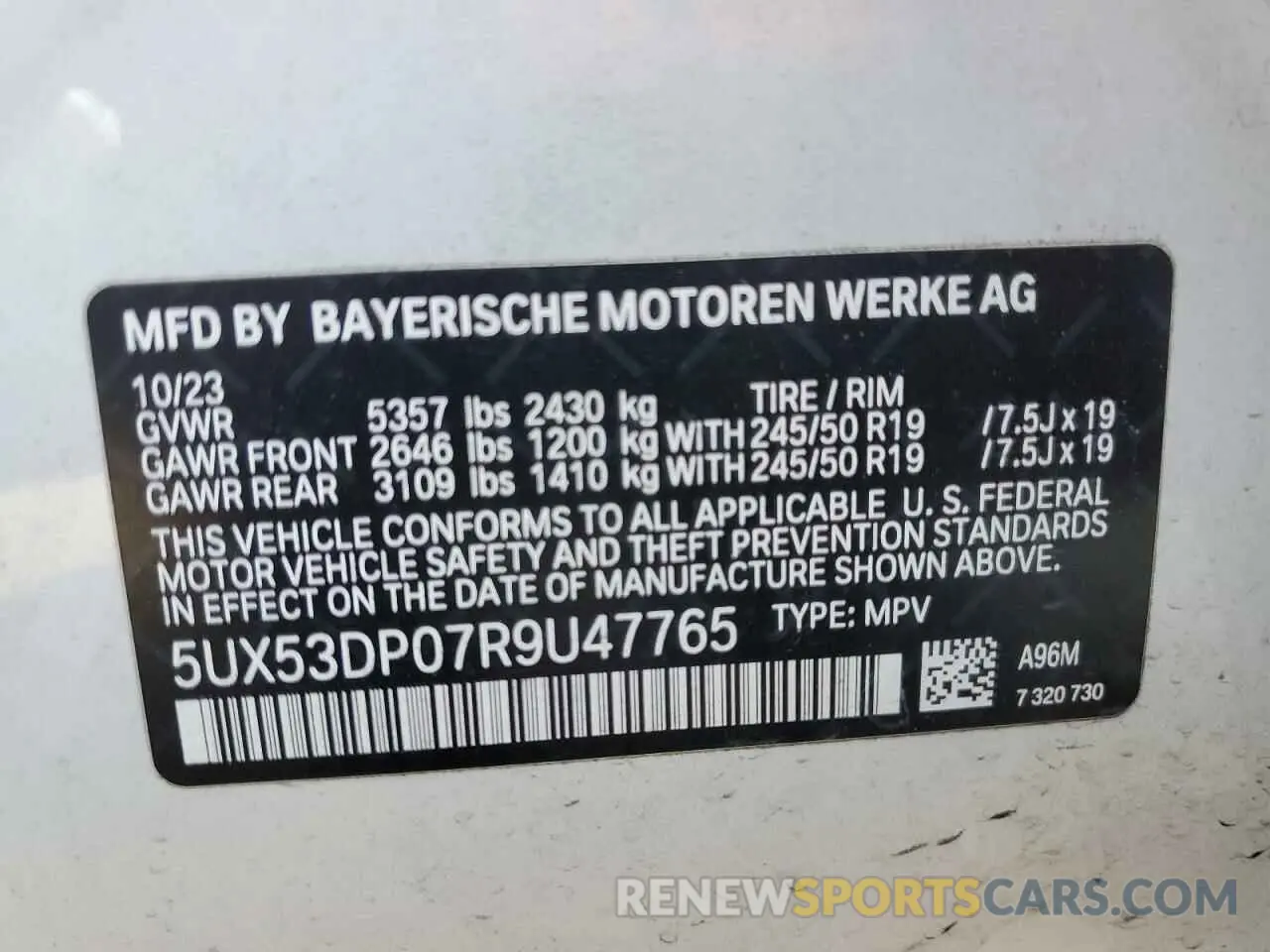 14 fotografías del automóvil dañado 5UX53DP07R9U47765 BMW X3 2024