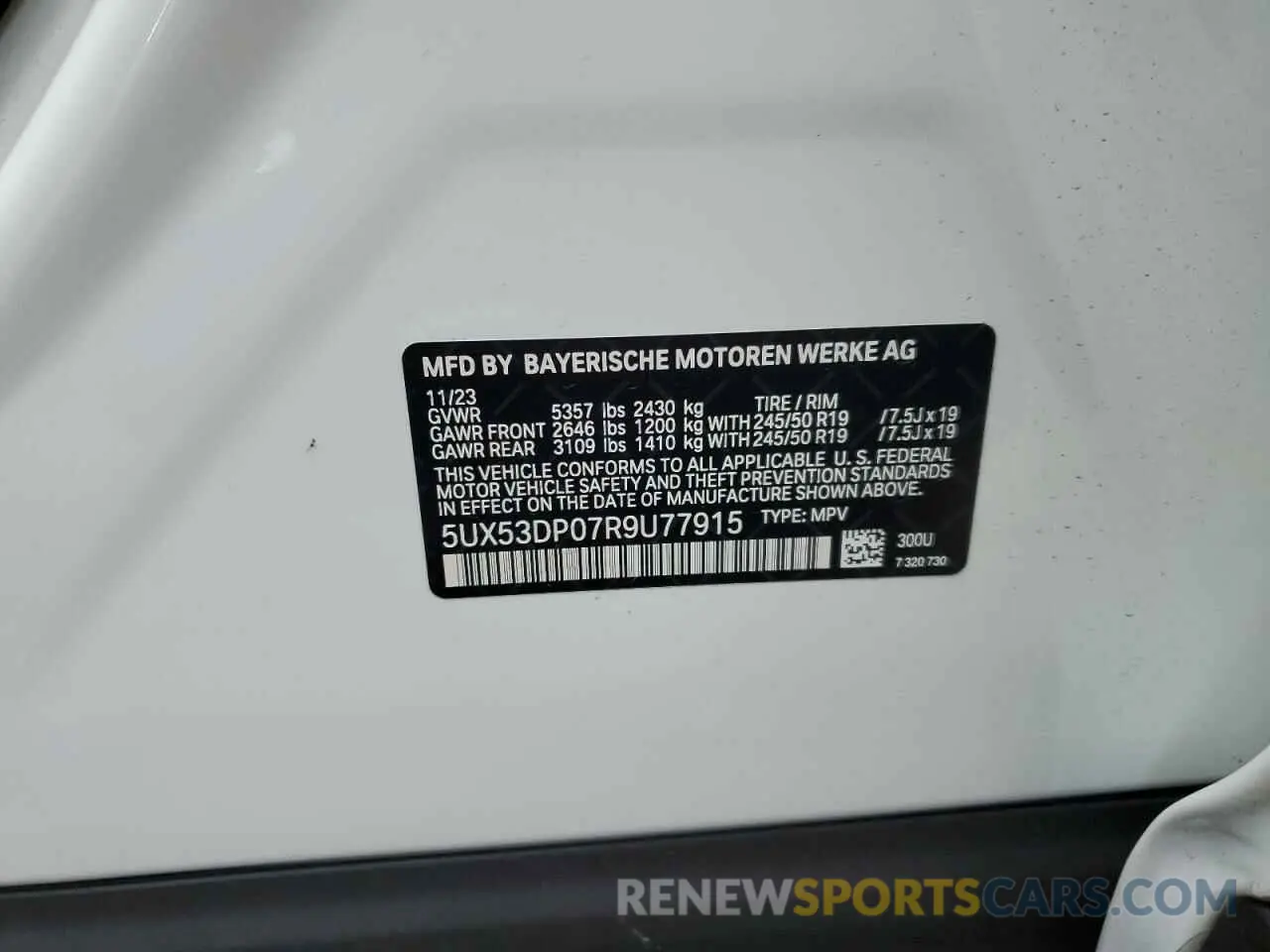 12 fotografías del automóvil dañado 5UX53DP07R9U77915 BMW X3 2024