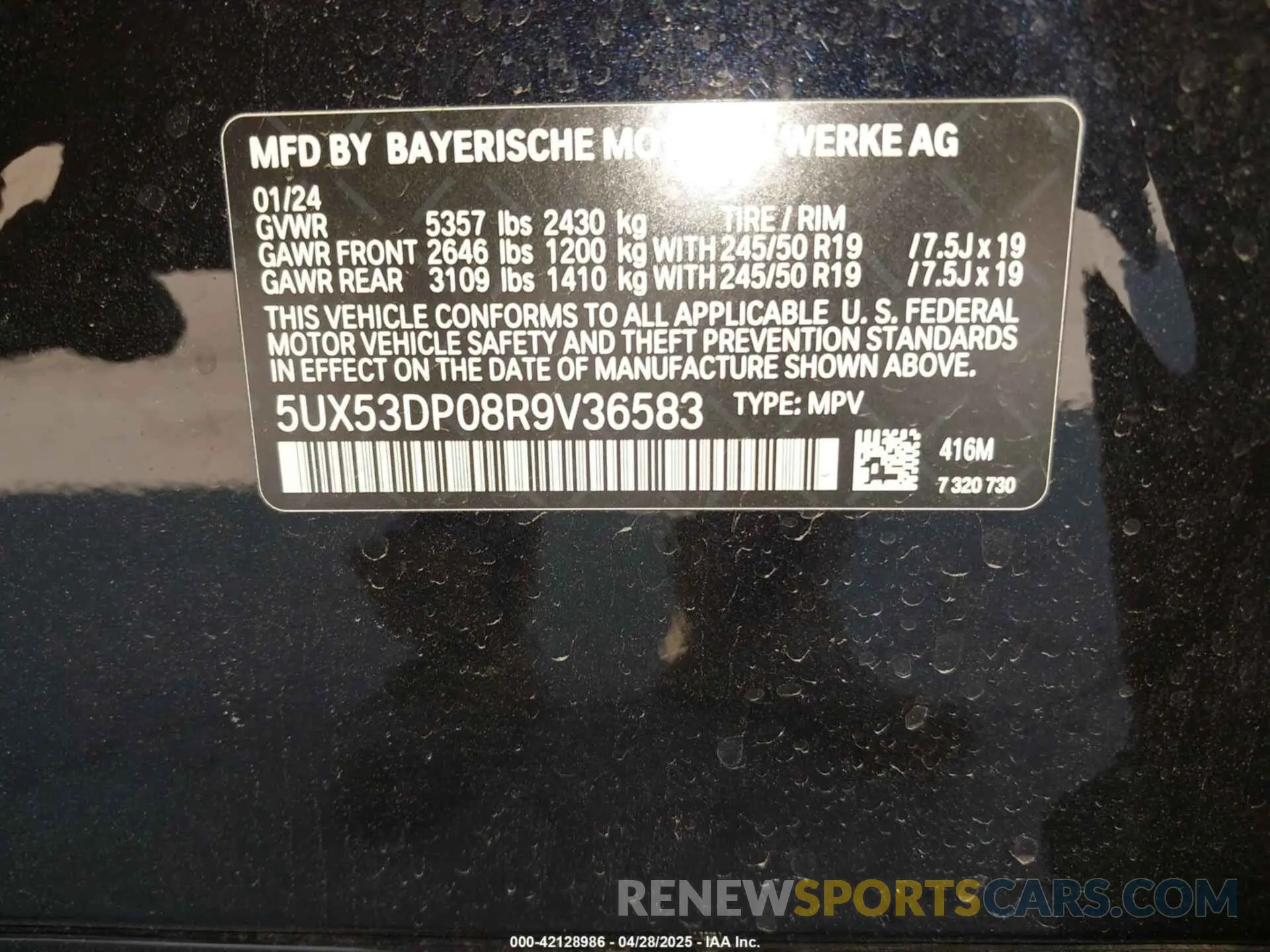 9 fotografías del automóvil dañado 5UX53DP08R9V36583 BMW X3 2024