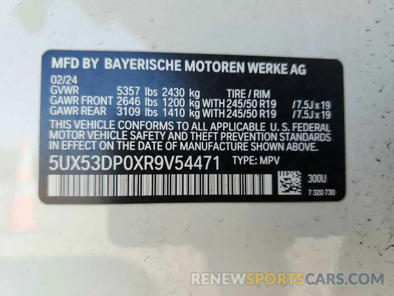 13 fotografías del automóvil dañado 5UX53DP0XR9V54471 BMW X3 2024