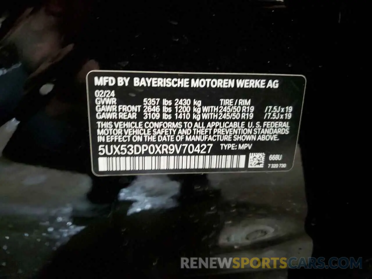 14 fotografías del automóvil dañado 5UX53DP0XR9V70427 BMW X3 2024