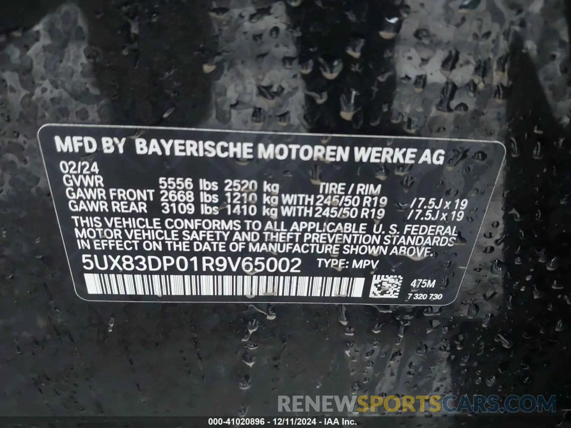 9 fotografías del automóvil dañado 5UX83DP01R9V65002 BMW X3 2024
