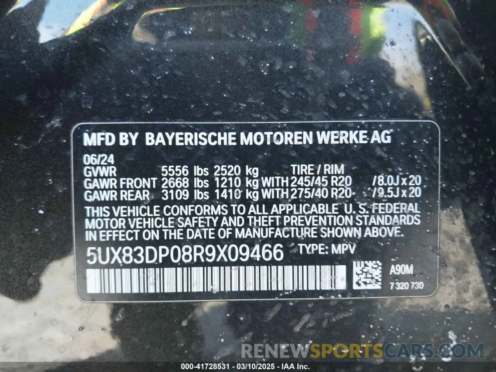9 fotografías del automóvil dañado 5UX83DP08R9X09466 BMW X3 2024