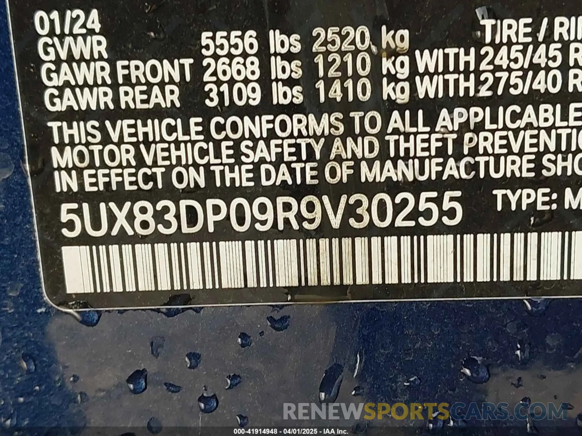 9 fotografías del automóvil dañado 5UX83DP09R9V30255 BMW X3 2024