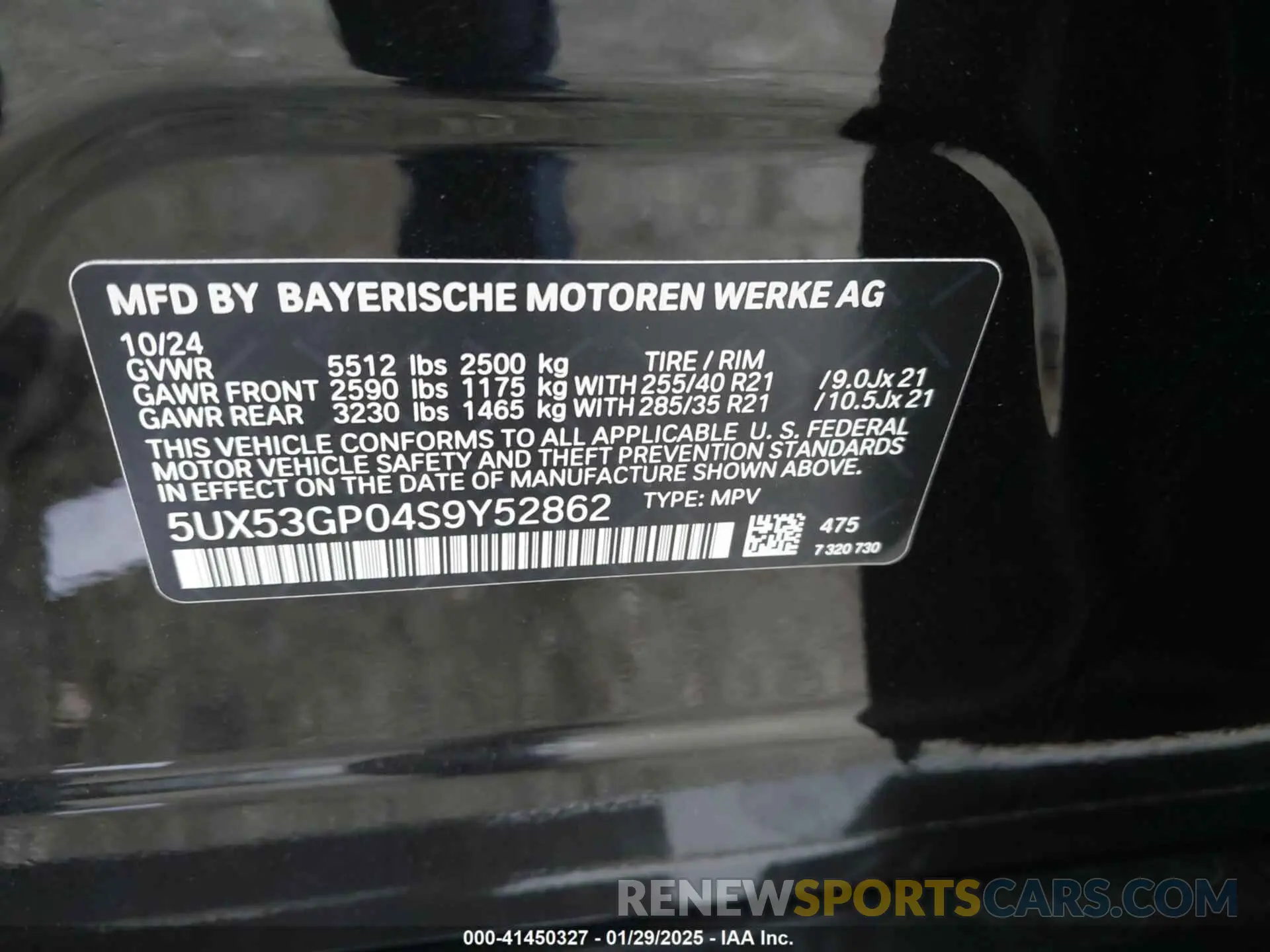 9 fotografías del automóvil dañado 5UX53GP04S9Y52862 BMW X3 2025