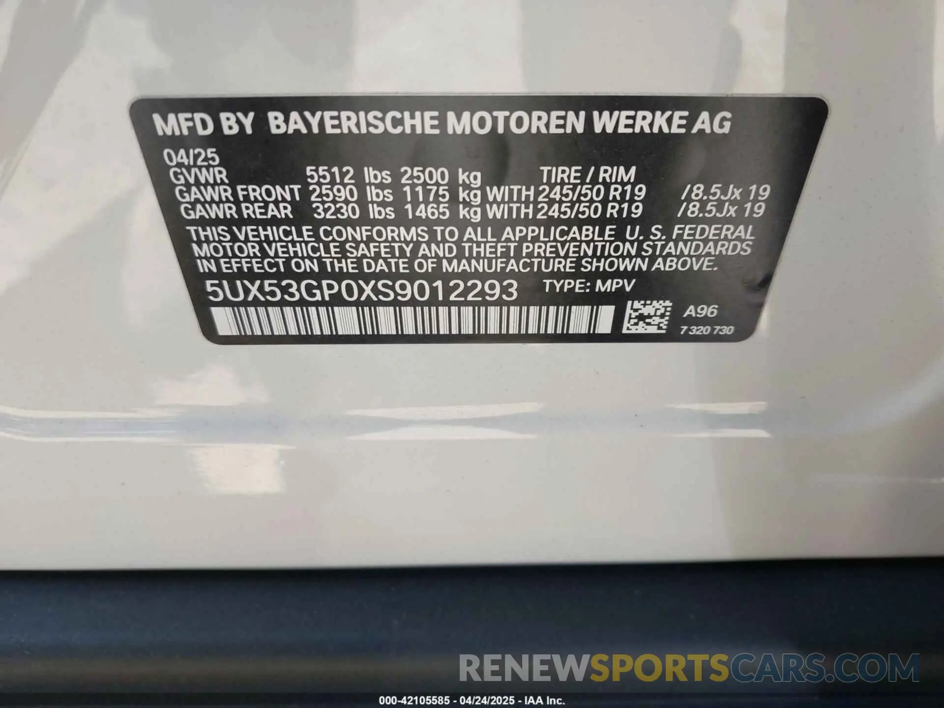 9 fotografías del automóvil dañado 5UX53GP0XS9012293 BMW X3 2025