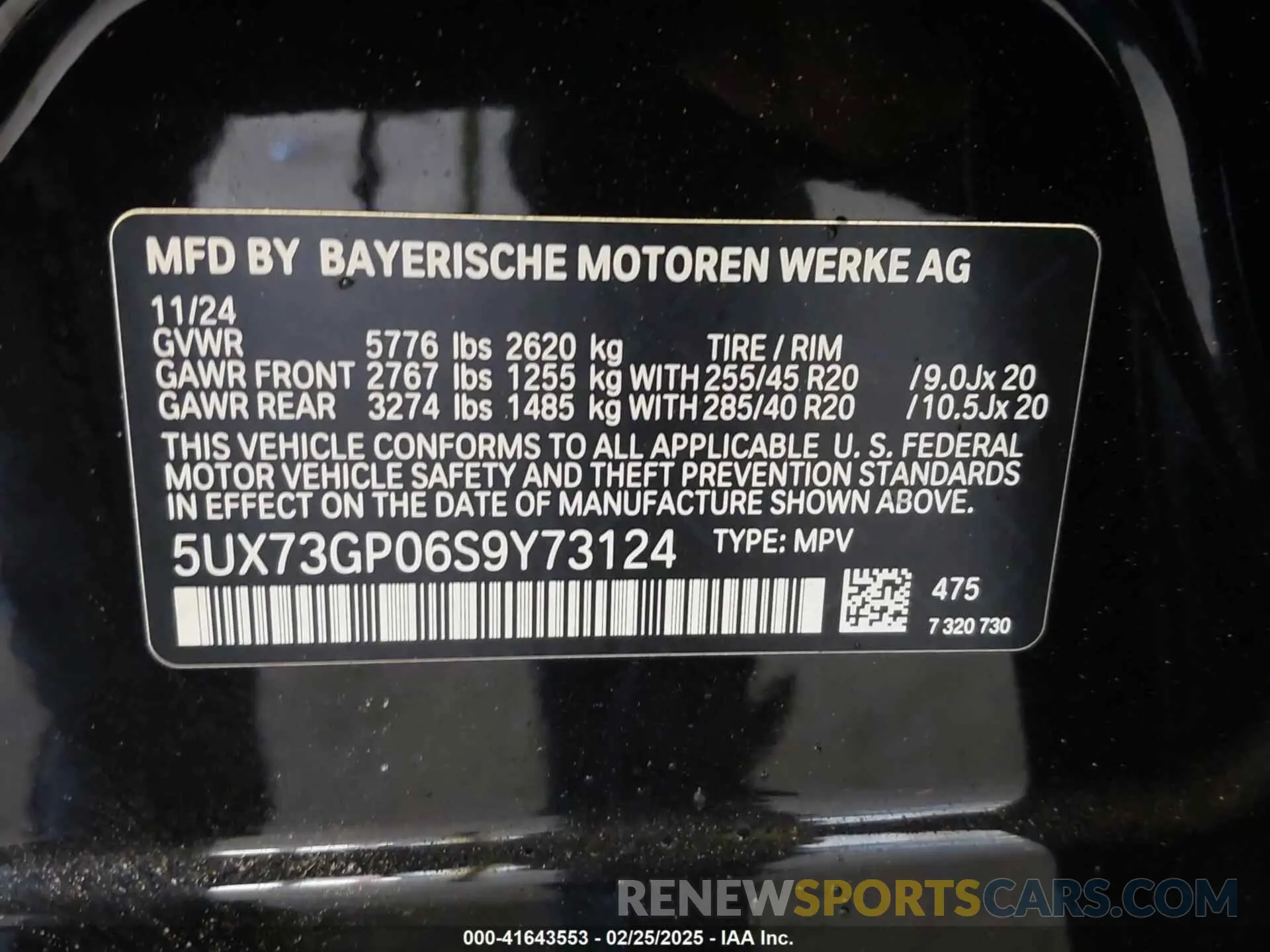 9 fotografías del automóvil dañado 5UX73GP06S9Y73124 BMW X3 2025