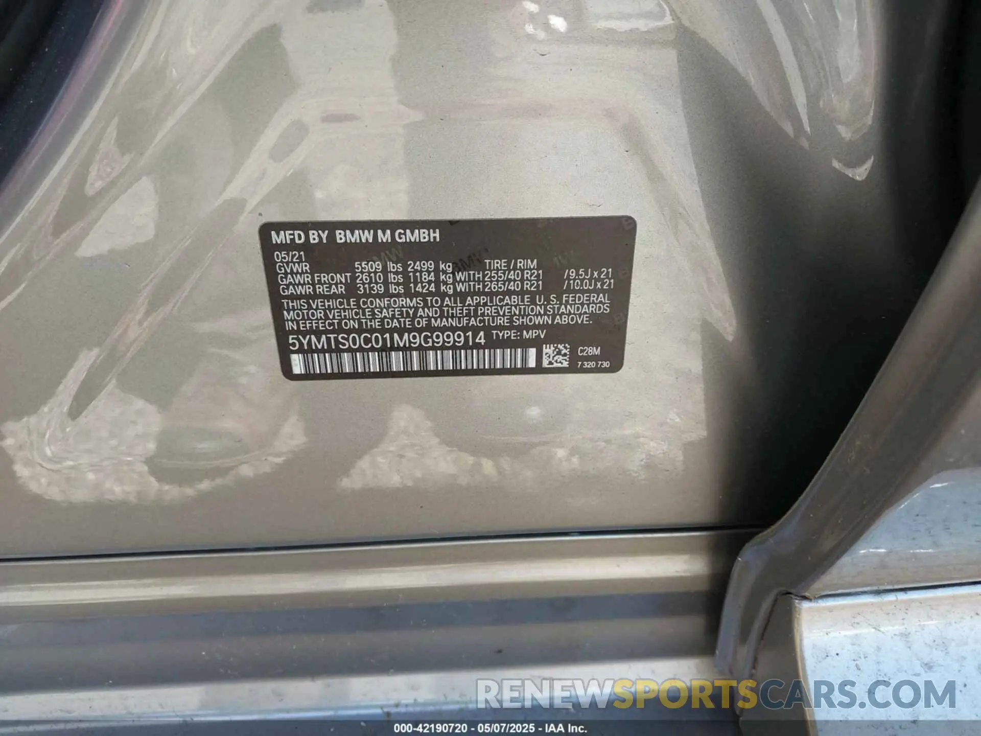 9 fotografías del automóvil dañado 5YMTS0C01M9G99914 BMW X3 M 2021