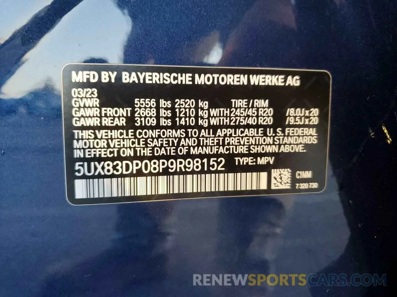 13 fotografías del automóvil dañado 5UX83DP08P9R98152 BMW X3 M40I 2023