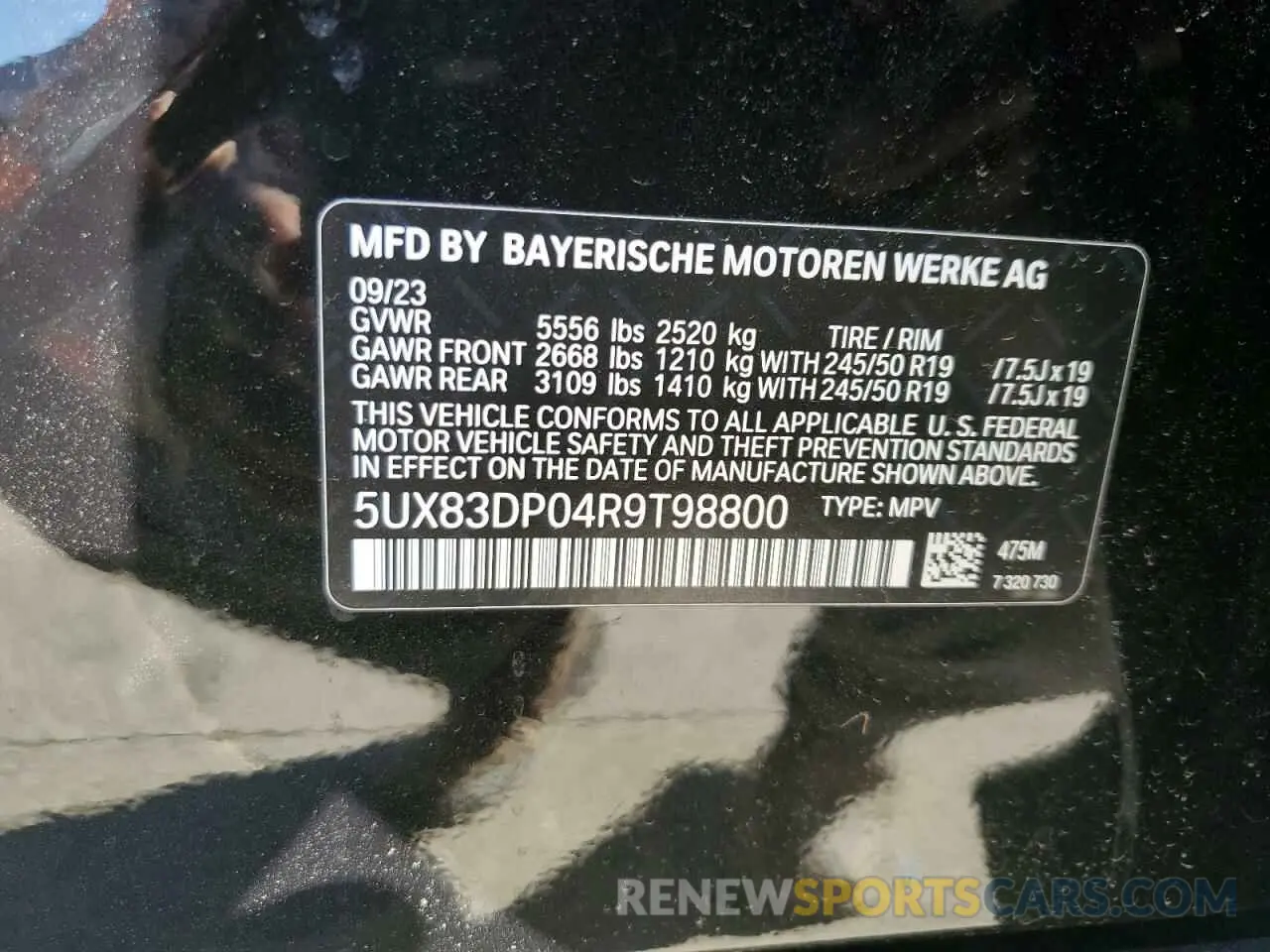 13 fotografías del automóvil dañado 5UX83DP04R9T98800 BMW X3 M40I 2024