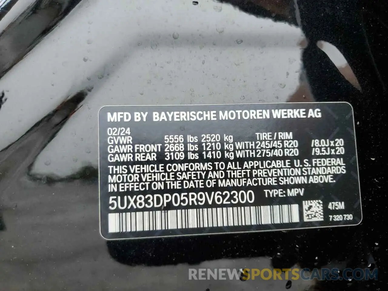 15 fotografías del automóvil dañado 5UX83DP05R9V62300 BMW X3 M40I 2024