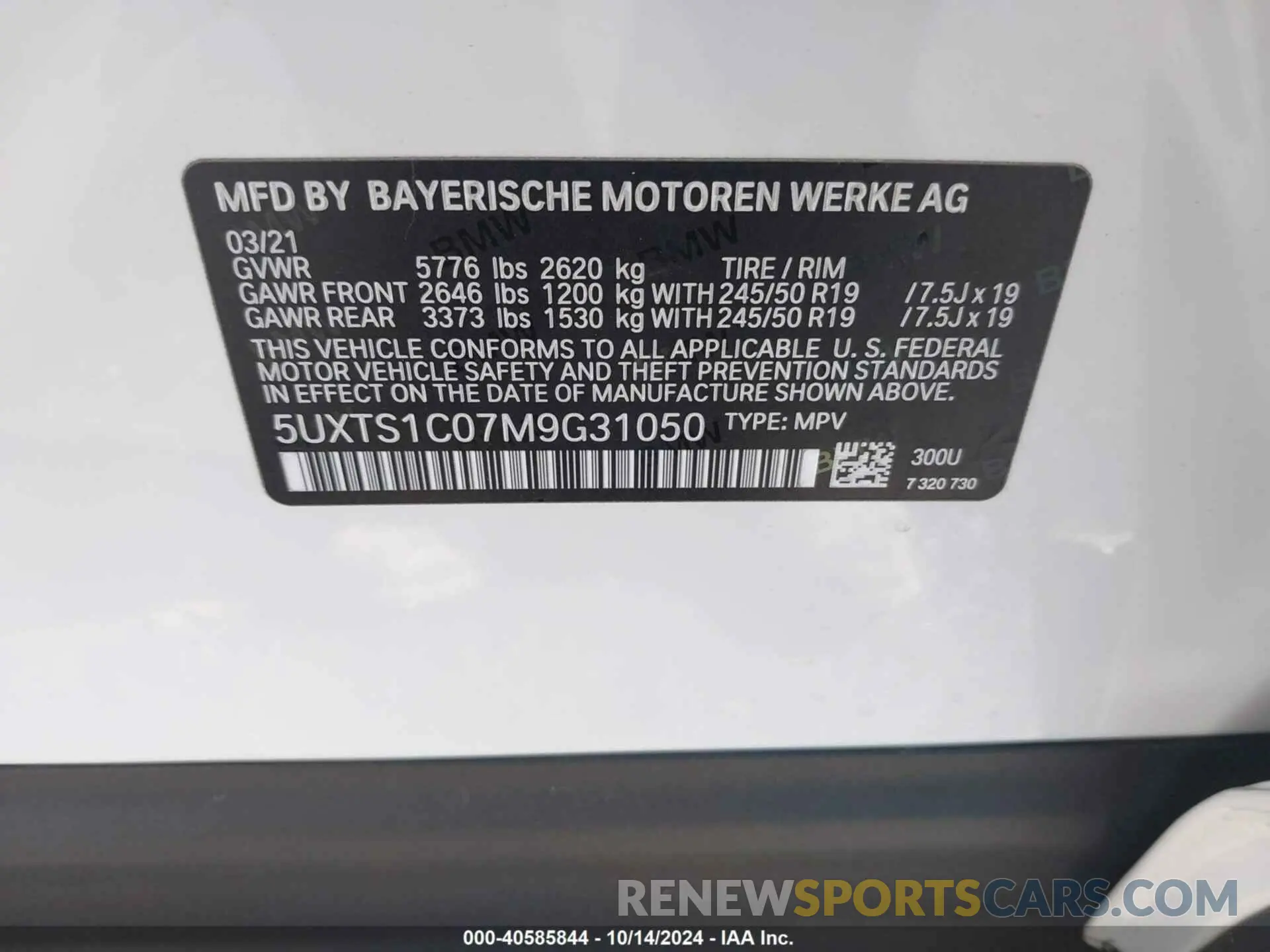 9 fotografías del automóvil dañado 5UXTS1C07M9G31050 BMW X3 PHEV 2021