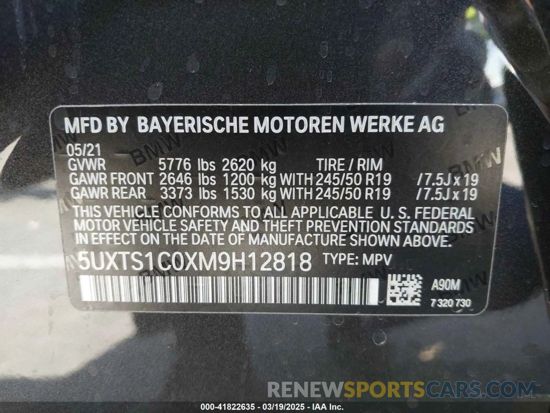 9 fotografías del automóvil dañado 5UXTS1C0XM9H12818 BMW X3 PHEV 2021