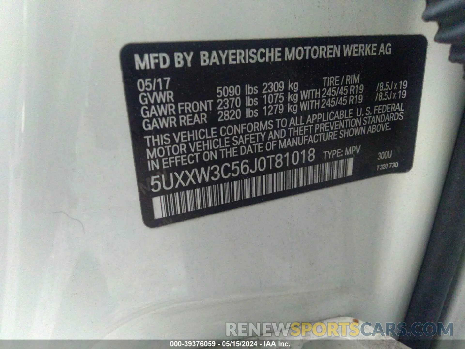 9 fotografías del automóvil dañado 5UXXW3C56J0T81018 BMW X4 2018