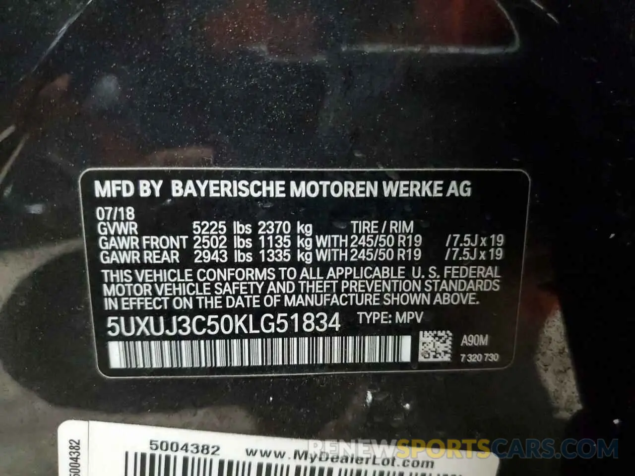 13 fotografías del automóvil dañado 5UXUJ3C50KLG51834 BMW X4 2019