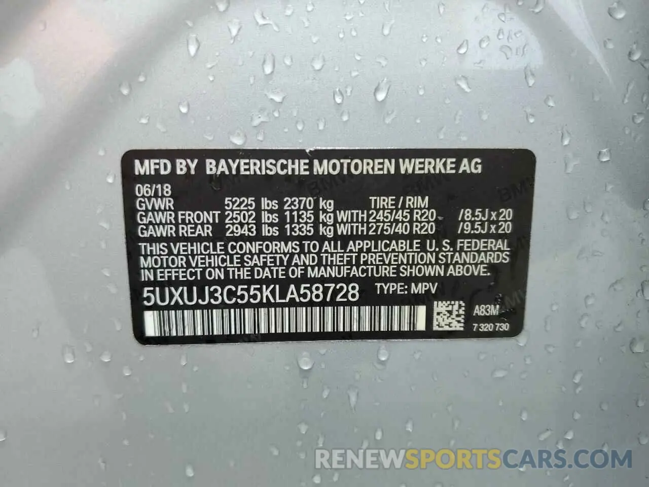 14 fotografías del automóvil dañado 5UXUJ3C55KLA58728 BMW X4 2019
