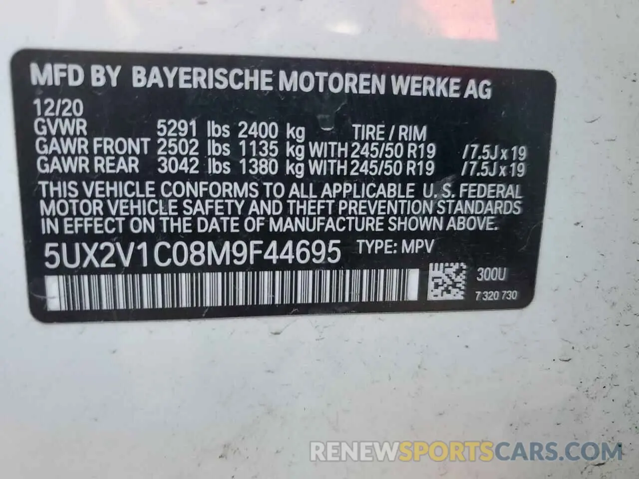 12 fotografías del automóvil dañado 5UX2V1C08M9F44695 BMW X4 2021
