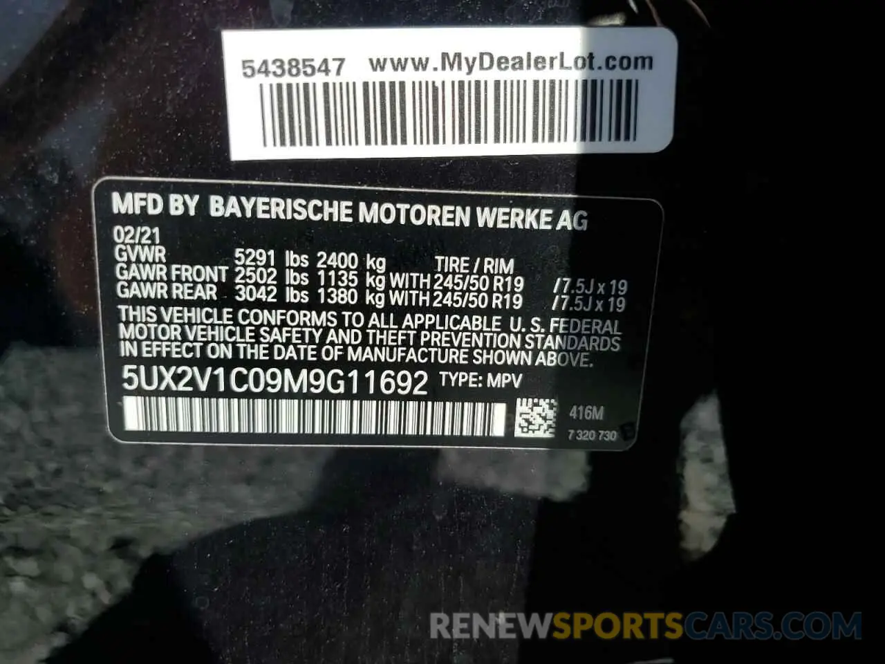 14 fotografías del automóvil dañado 5UX2V1C09M9G11692 BMW X4 2021