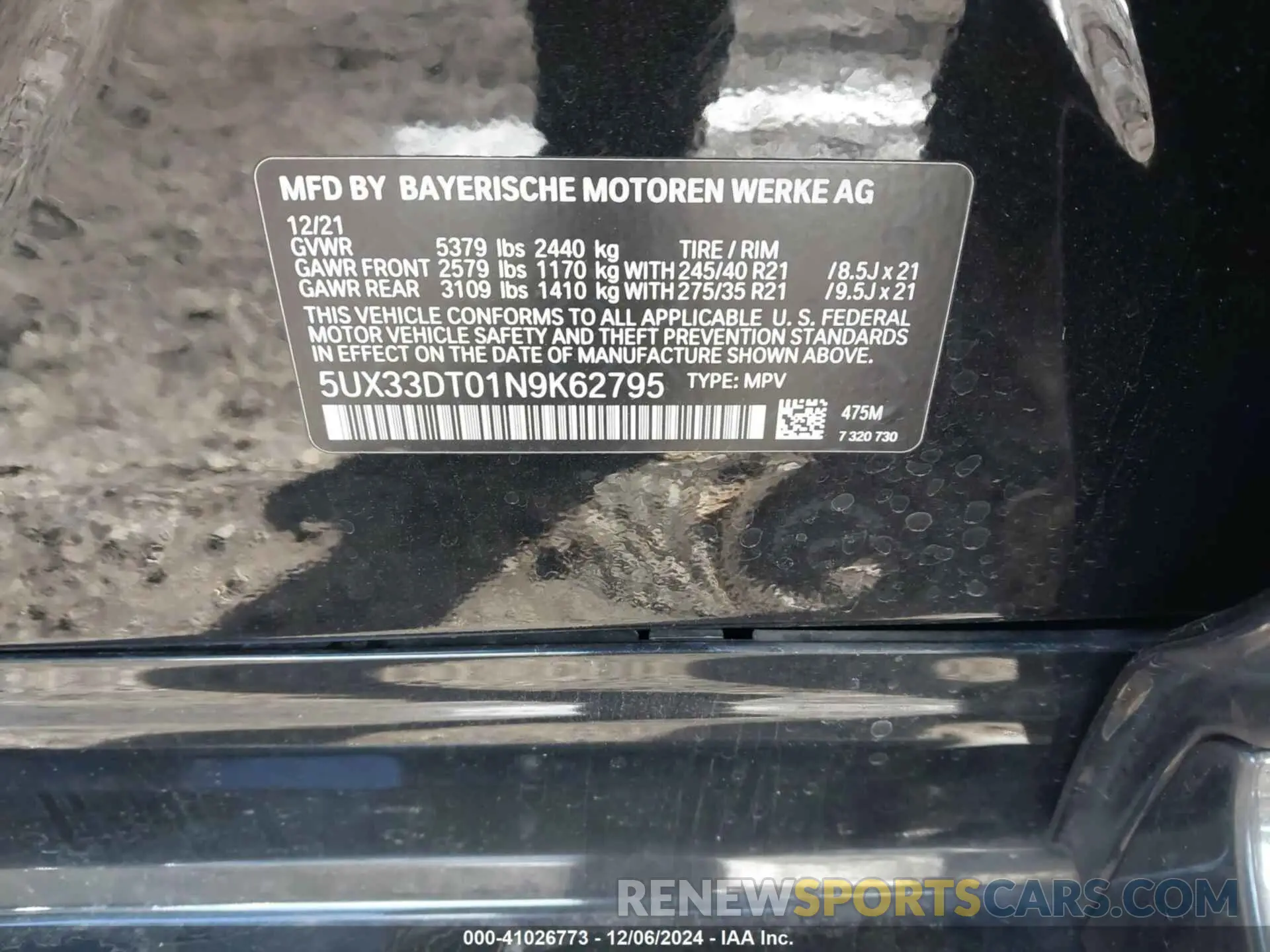 9 fotografías del automóvil dañado 5UX33DT01N9K62795 BMW X4 2022