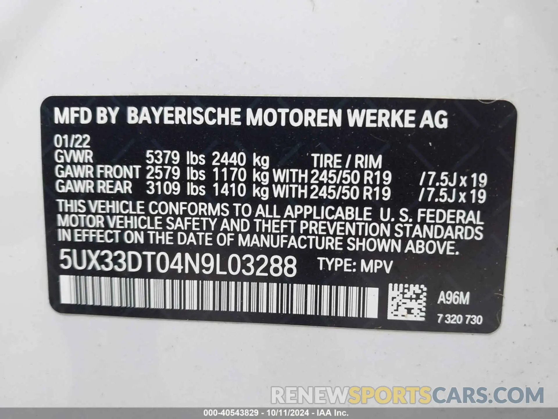 9 fotografías del automóvil dañado 5UX33DT04N9L03288 BMW X4 2022