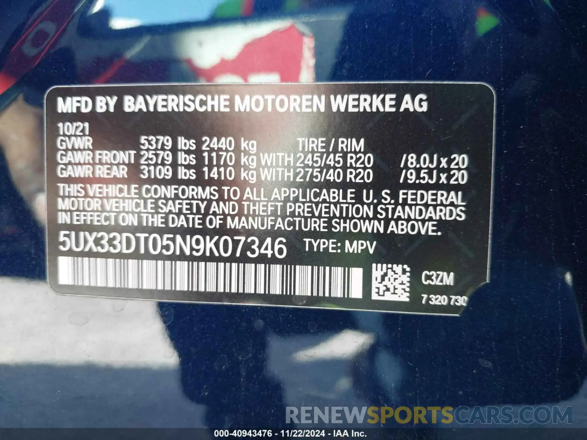 9 fotografías del automóvil dañado 5UX33DT05N9K07346 BMW X4 2022