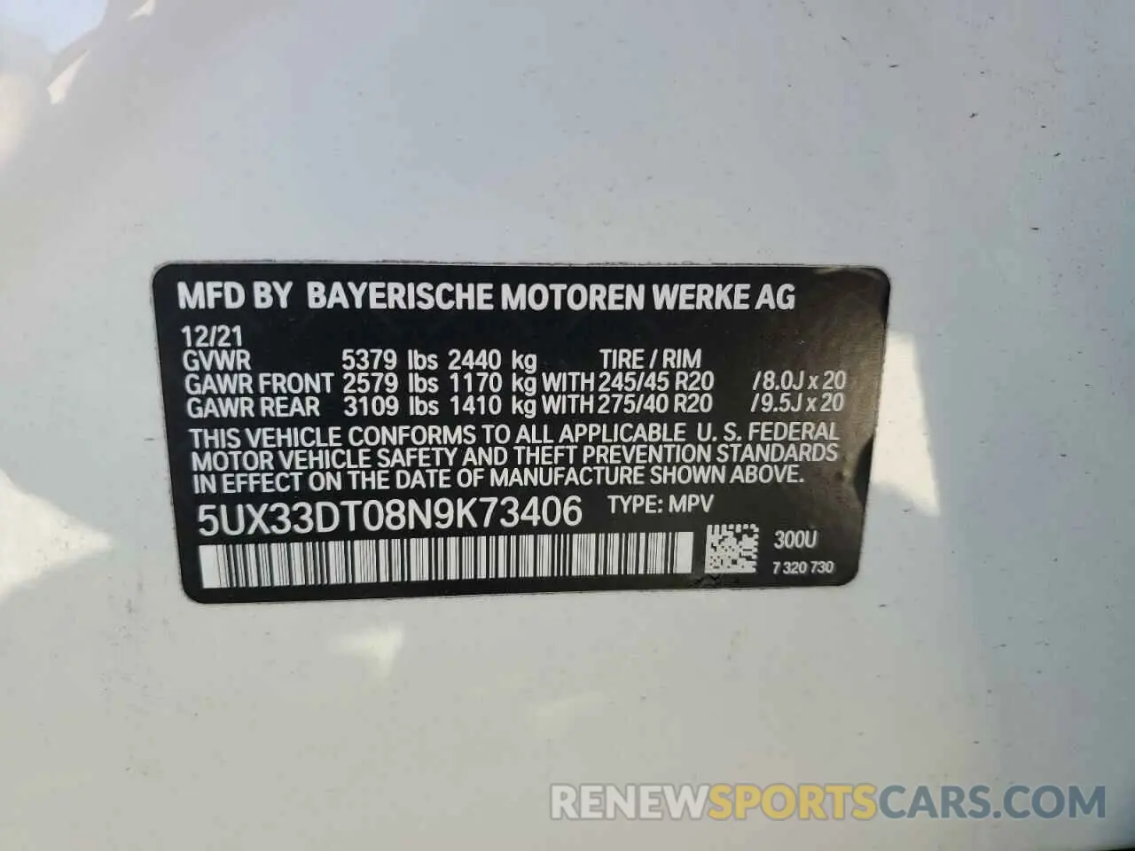 14 fotografías del automóvil dañado 5UX33DT08N9K73406 BMW X4 2022