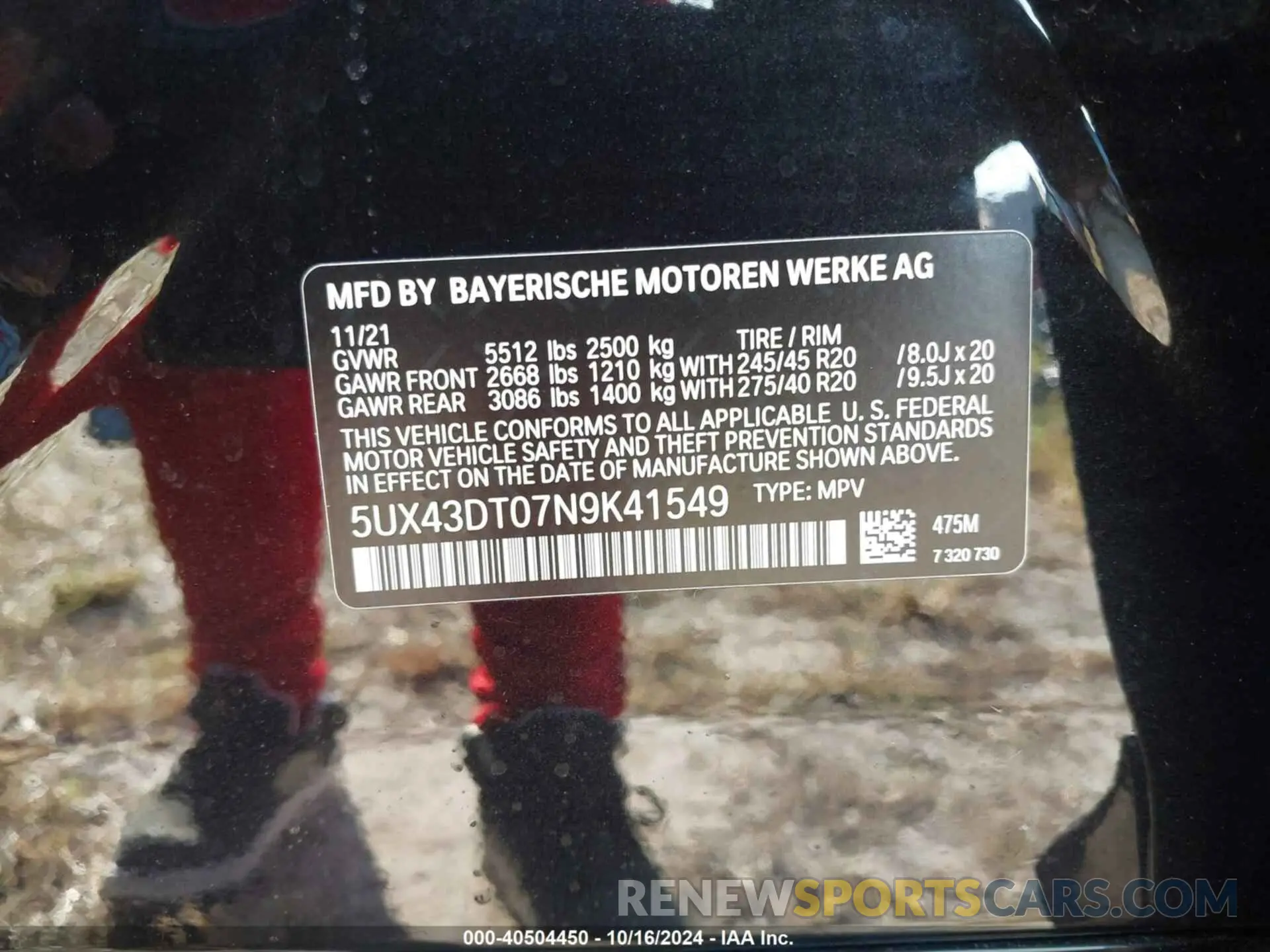 9 fotografías del automóvil dañado 5UX43DT07N9K41549 BMW X4 2022
