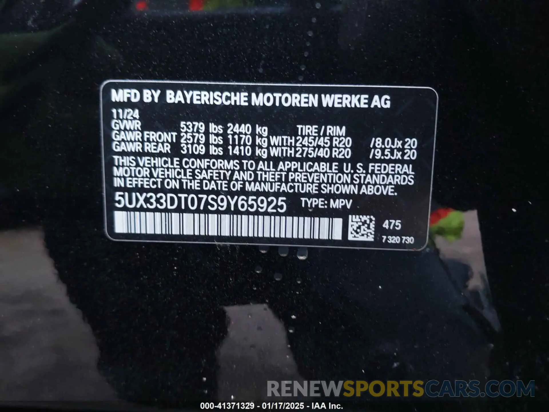 9 fotografías del automóvil dañado 5UX33DT07S9Y65925 BMW X4 2025