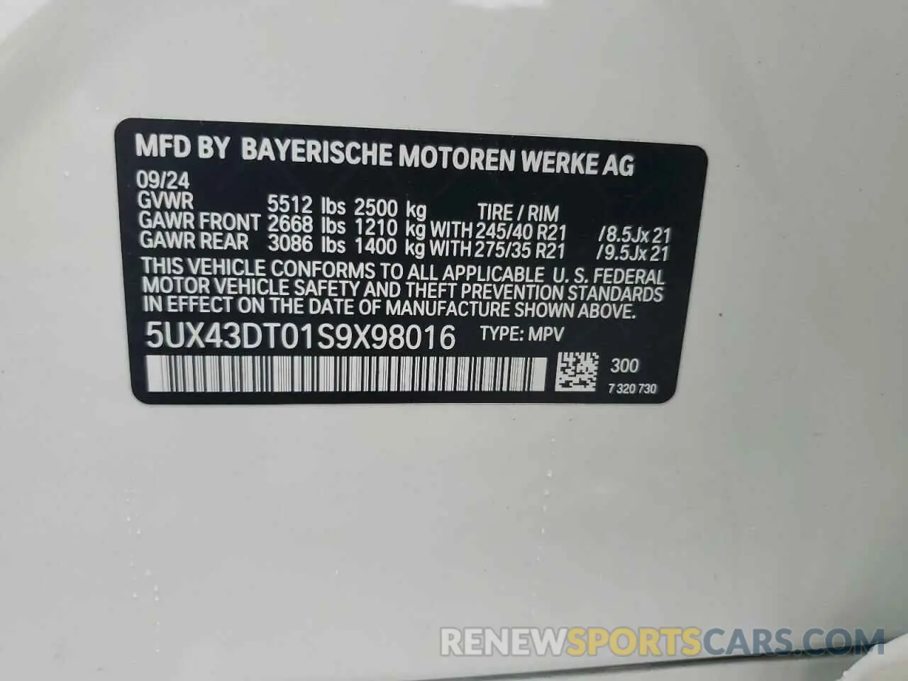 13 fotografías del automóvil dañado 5UX43DT01S9X98016 BMW X4 2025