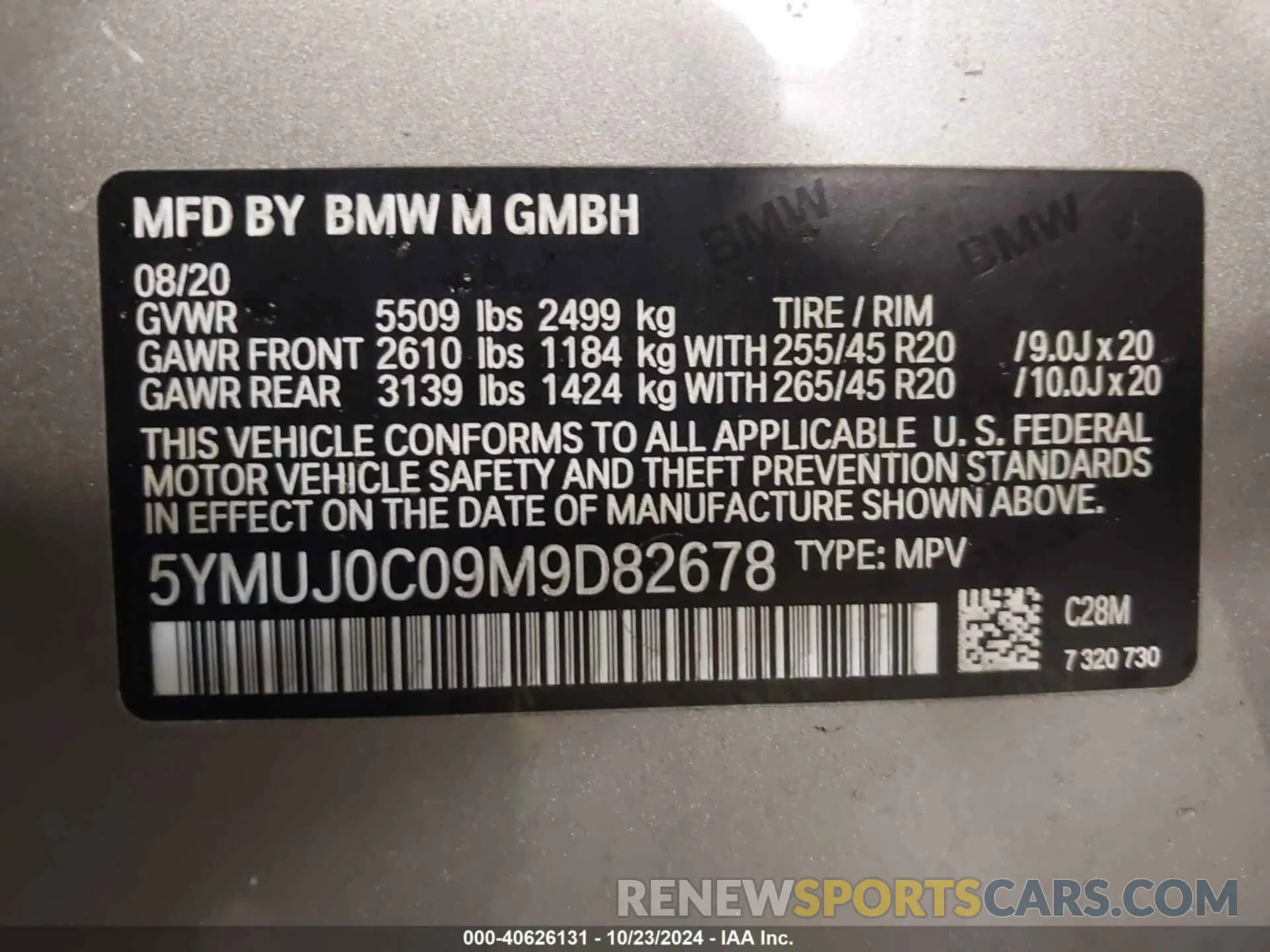9 fotografías del automóvil dañado 5YMUJ0C09M9D82678 BMW X4 M 2021
