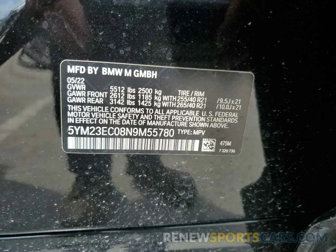 13 fotografías del automóvil dañado 5YM23EC08N9M55780 BMW X4 M 2022