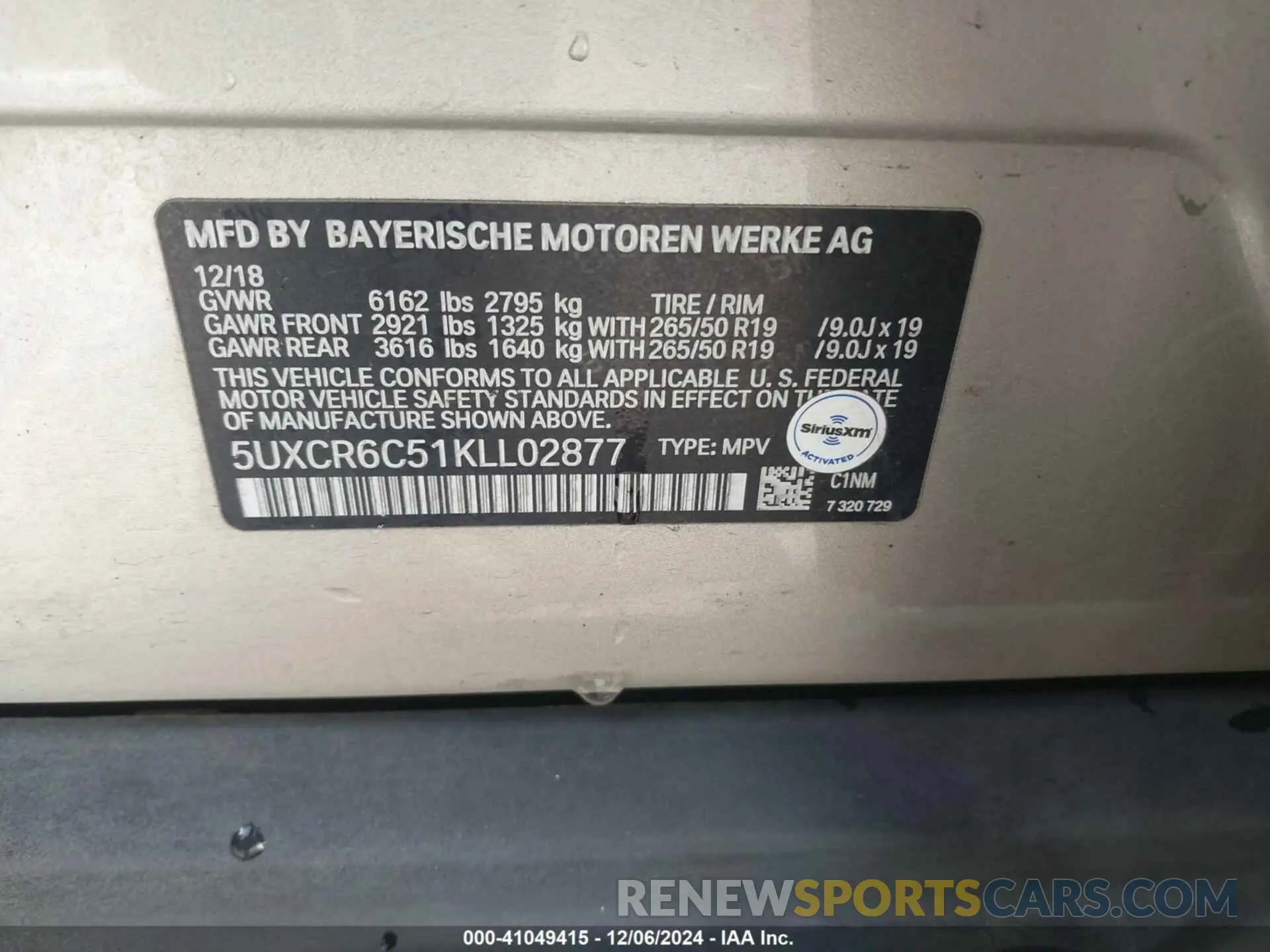 9 fotografías del automóvil dañado 5UXCR6C51KLL02877 BMW X5 2019