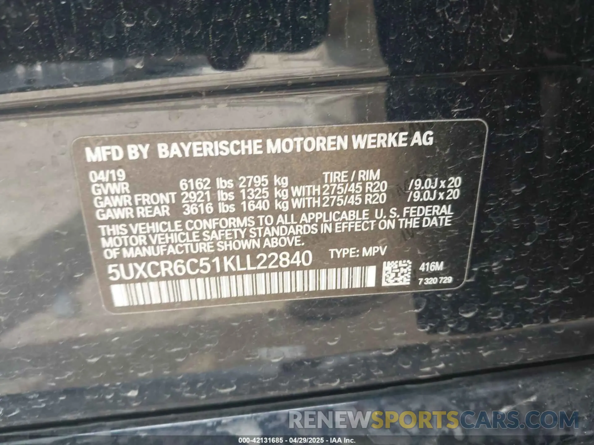 9 fotografías del automóvil dañado 5UXCR6C51KLL22840 BMW X5 2019