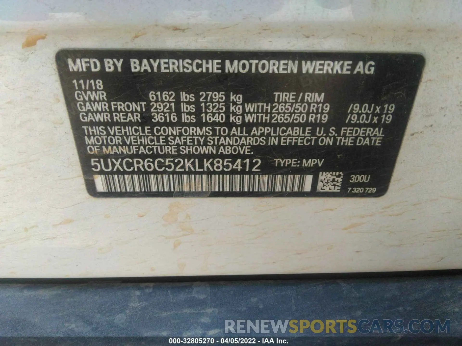 9 fotografías del automóvil dañado 5UXCR6C52KLK85412 BMW X5 2019