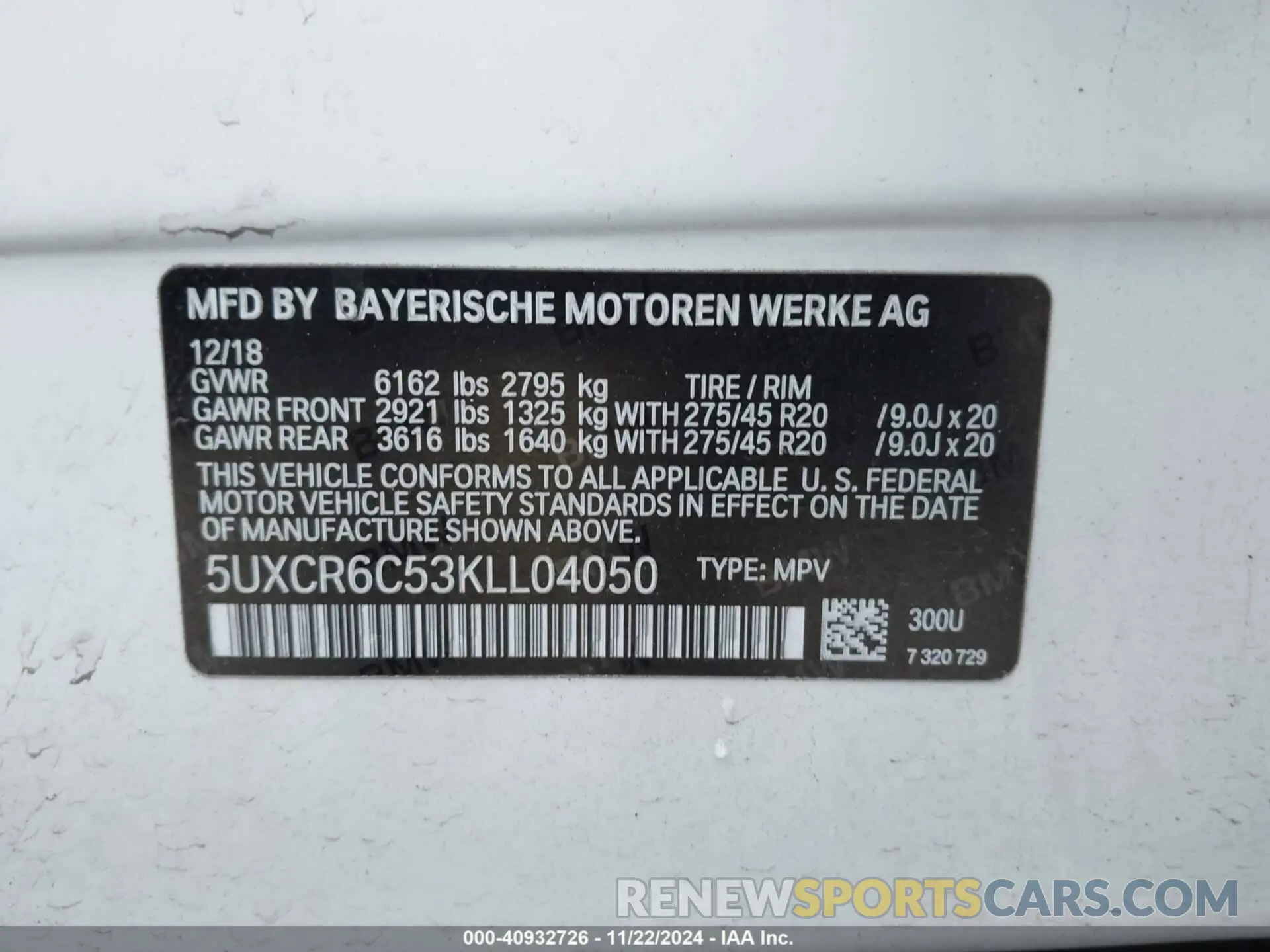 9 fotografías del automóvil dañado 5UXCR6C53KLL04050 BMW X5 2019