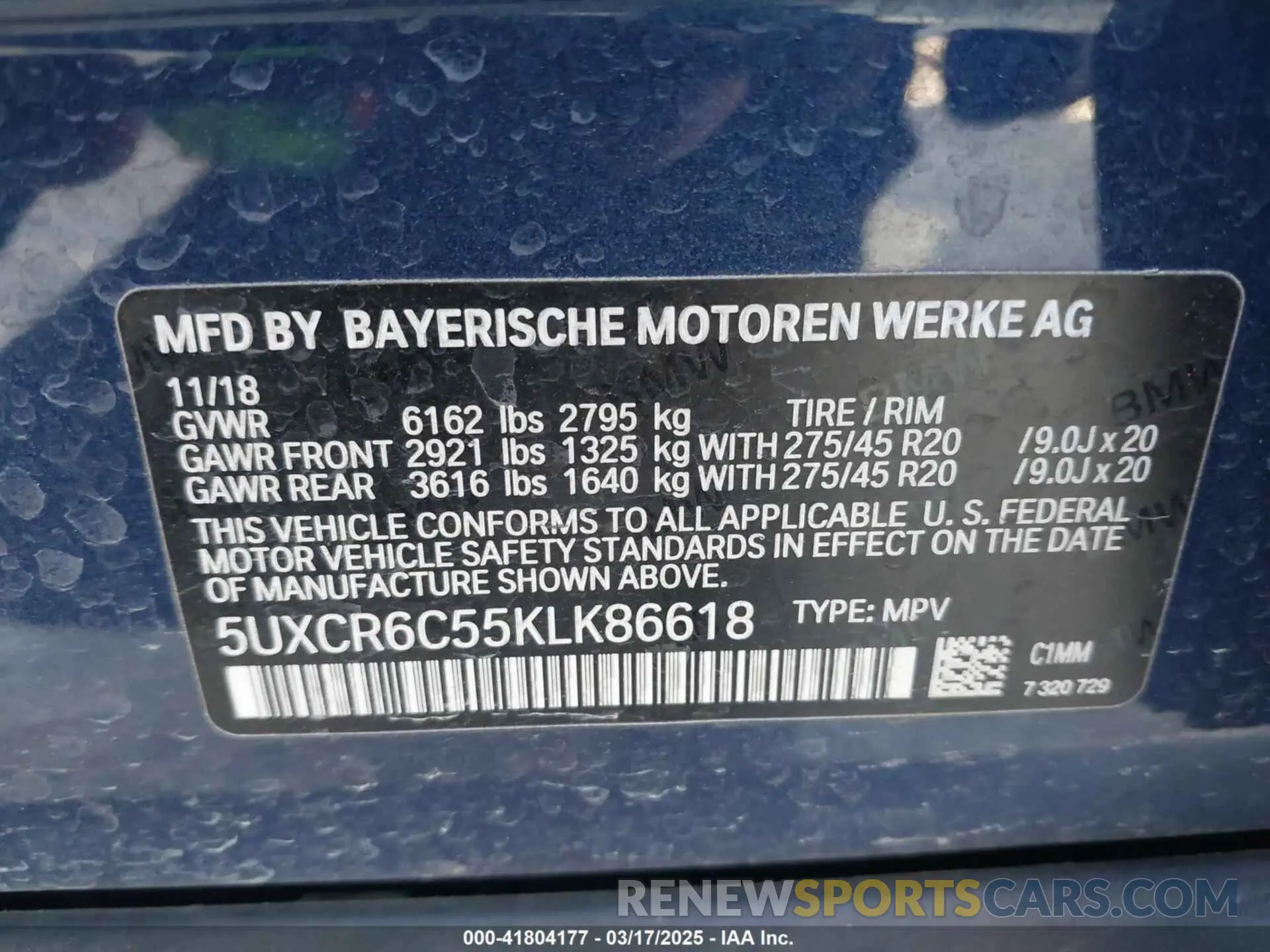 9 fotografías del automóvil dañado 5UXCR6C55KLK86618 BMW X5 2019