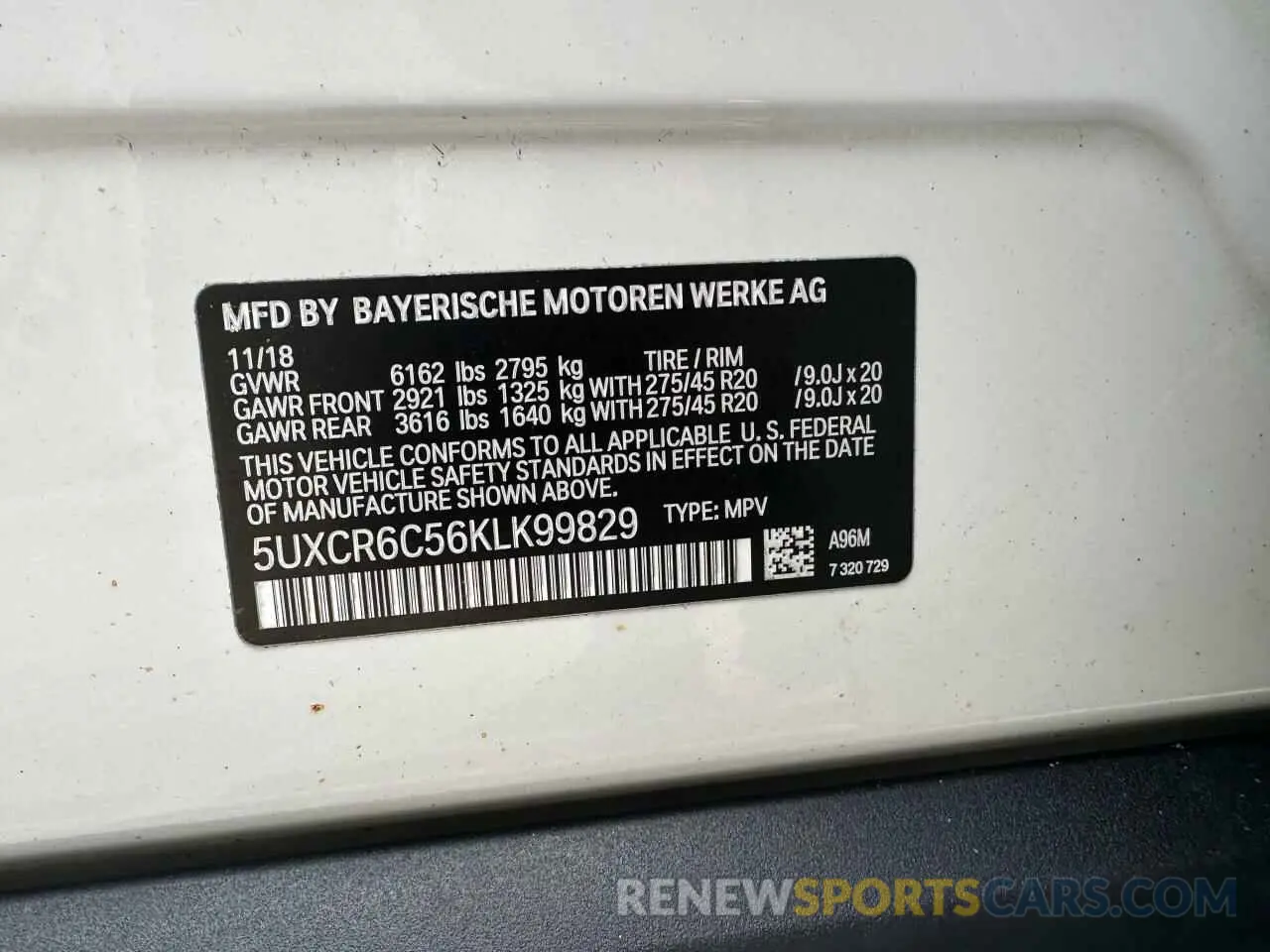 10 fotografías del automóvil dañado 5UXCR6C56KLK99829 BMW X5 2019