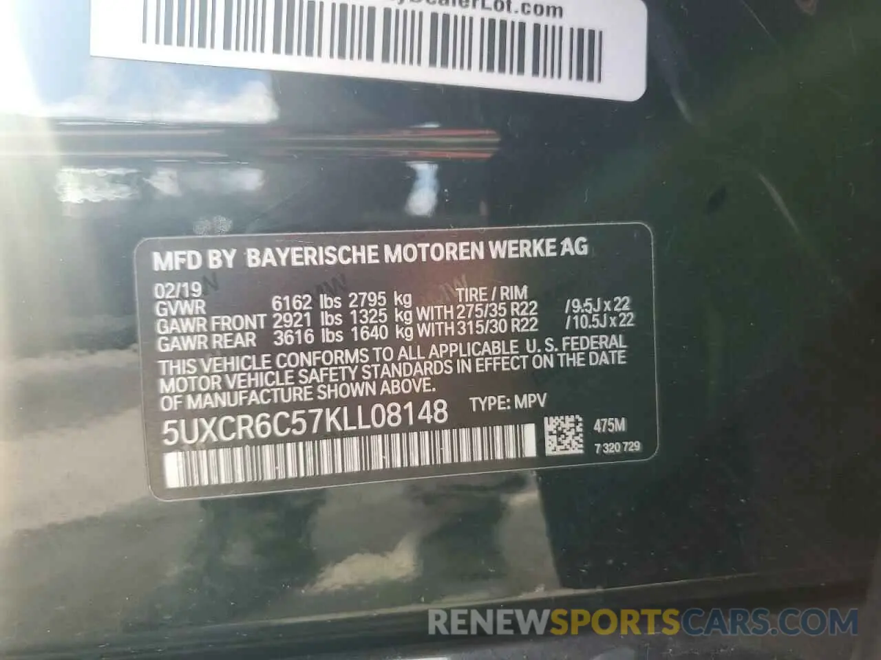 14 fotografías del automóvil dañado 5UXCR6C57KLL08148 BMW X5 2019